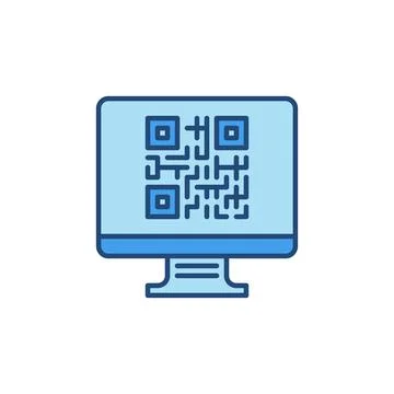 PC with QR Code vector concept colored icon Illustrazione stock