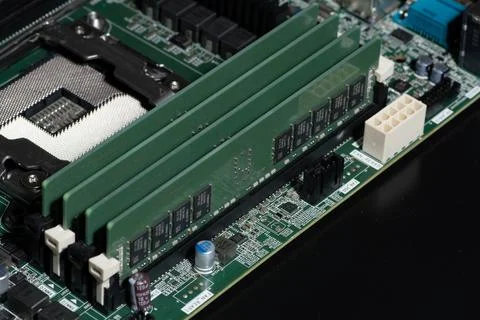 PC RAM modules for productivity upgrade. DDR RAM semiconductor chips. Stable  Stock Photos