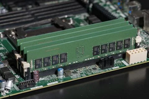 PC RAM modules for speed improvement. DDR RAM integrated circuits. Computin.. Stock Photos