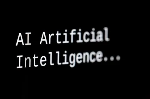 PC screen and artificial intelligence. Stock Photos