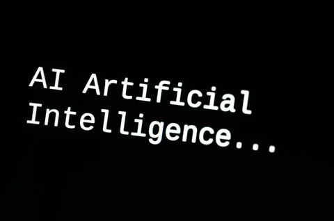 PC screen and artificial intelligence. Stock Photos