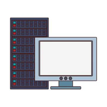 PC screen and server 스톡 일러스트