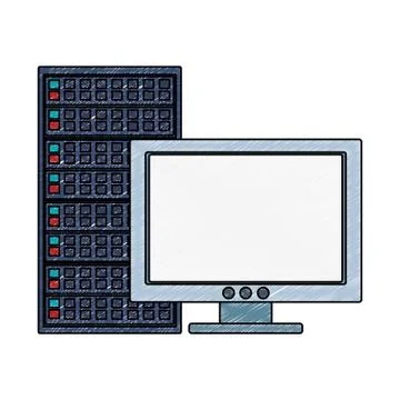 PC screen and server scribble Stock Illustration