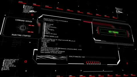 PC screen with hacking in progress, hacker successfully breaks in Stock Photos