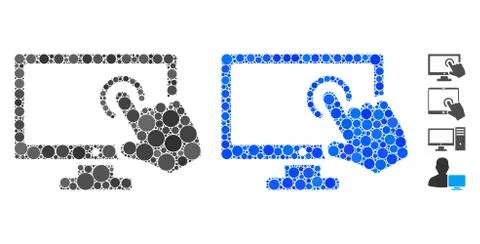 PC Screen Tap Composition Icon of Round Dots Stock Illustration