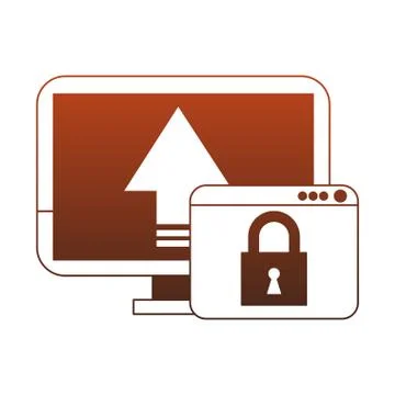 PC with secure cloud red lines Stock Illustration