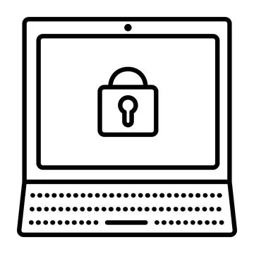 PC security black line icon Stock Illustration