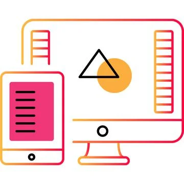 PC software and mobile for creation outline icon Stock Illustration