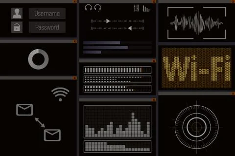 PC software with wi-fi. 库存插图