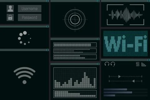 PC software with wi-fi. 스톡 일러스트