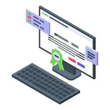 Pc ssl certificate icon, isometric style 库存插图