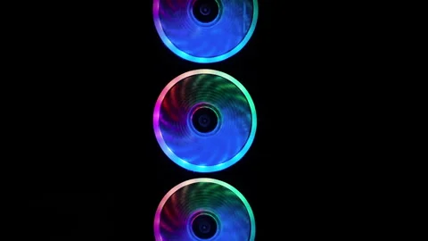PC Standing in Dark Room. Led RGB Colorfull Lighting. Gaming PC. Technical Stock Footage 243359888