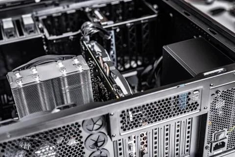 PC system unit. Components of the computer at the time of assembly of the PC. Foto stock