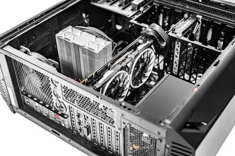 PC system unit. Components of the computer at the time of assembly of the PC. Foto stock