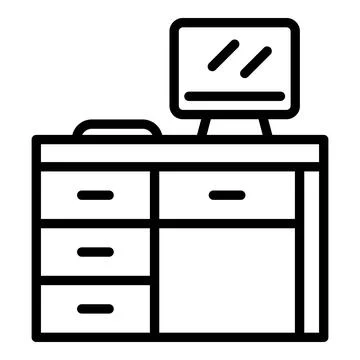 Pc table icon, outline style Illustrazione stock