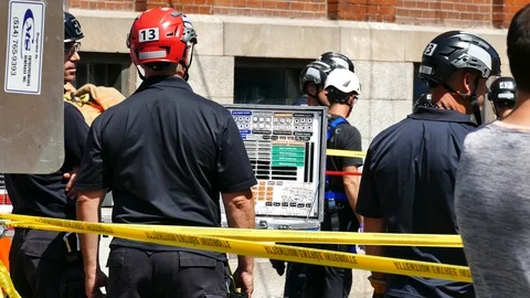 PC table at technical rescue intervention Stock Footage 115938060