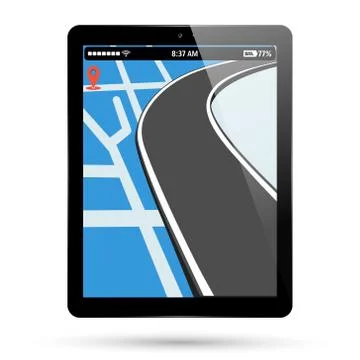 PC tablet screen with gps navigation Stock Illustration