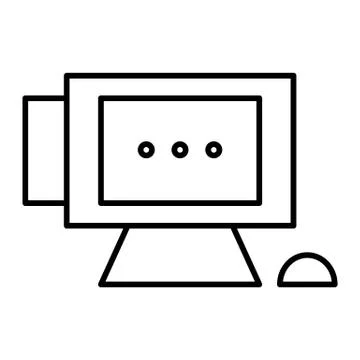 PC thin line icon. Desktop monitor, mouse vector illustration isolated on white Stock Illustration