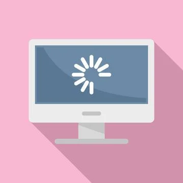 Pc update system icon, flat style Stock Illustration