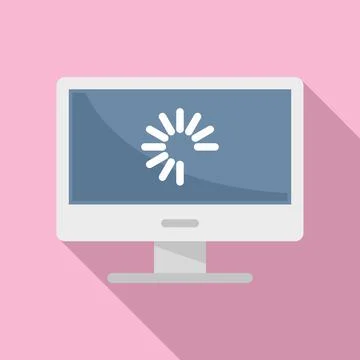 Pc update system icon, flat style Stock Illustration