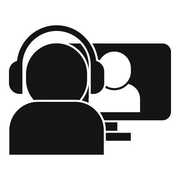 Pc video call icon, simple style Stock Illustration