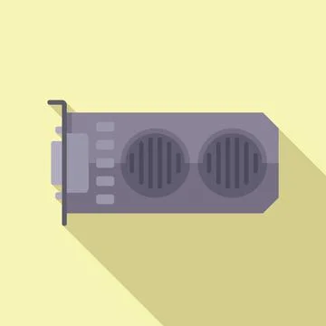 Pc video card icon flat vector. Computer gpu Illustrazione stock