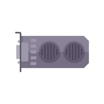 Pc video card icon flat vector. Computer gpu Illustrazione stock