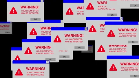 PC virus computer infected windows covering screen black background 스톡 동영상 275564623