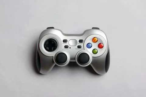 PC wireless game controller on a gray background Fotos de archivo