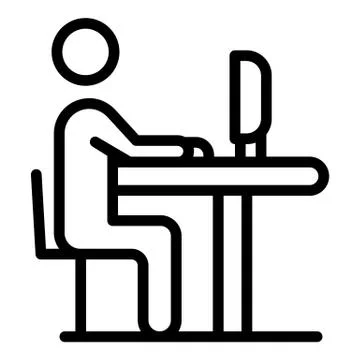 Pc working icon, outline style Illustrazione stock