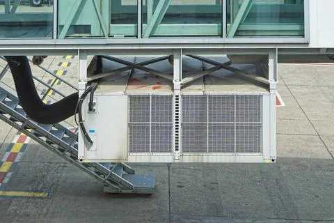 Pca unit Air conditioning handling pca unit for airplane support at airpor... Stock Photos