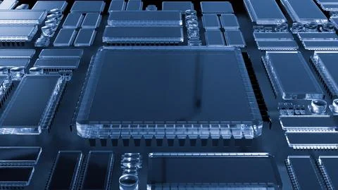 The PCB Board on Black background for technology concept 3d Rendering. 库存照片
