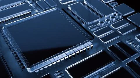 The PCB Board on Black background for technology concept 3d Rendering. 库存照片