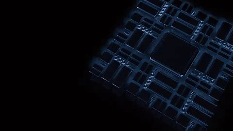 The PCB Board on Black background for technology concept 3d Rendering. Fotos de archivo