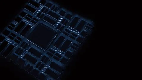 The PCB Board on Black background for technology concept 3d Rendering. 库存照片