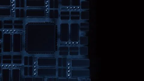 The PCB Board on Black background for technology concept 3d Rendering. Stock Photos