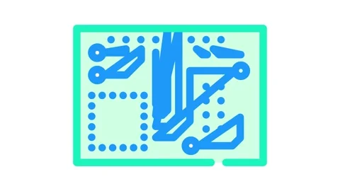 Pcb board electronic component color icon animation Stock Footage 327269960