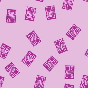 Pcb board electronic component glyph vector seamless pattern Illustrazione stock