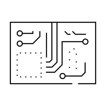 Pcb board electronic component line icon vector illustration Illustrazione stock