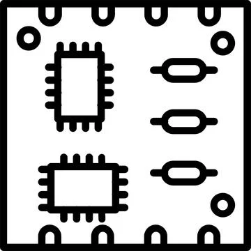 Pcb Board Line Icon Design Stock Illustration