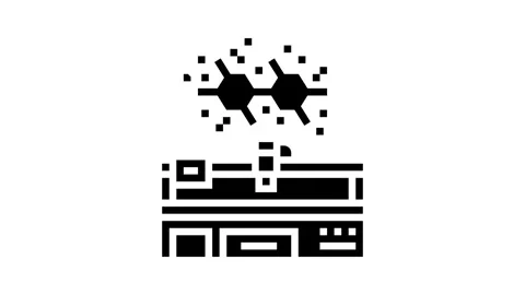 Pcb chemical compound floating air glyph icon animation Stock Footage 326140558