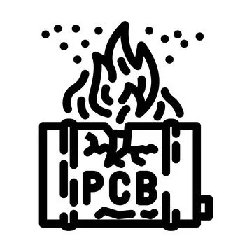 Pcb circuit board fire and electronic overheating damage icon 스톡 일러스트