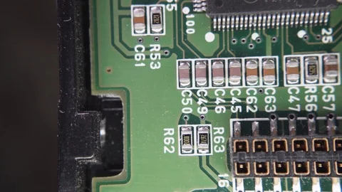 PCB Closeup Electronic Components Surface Mount SMD SMT Video stock 117067028