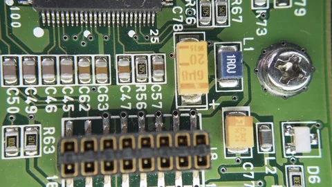 PCB Closeup Electronic Components Surface Mount SMD SMT 스톡 동영상 117067059