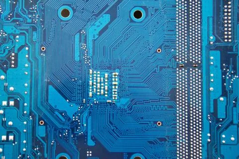 PCB of computer motherboard close-up. Electronic and computer technology. Tec Stock-Fotos
