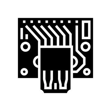 Pcb connected usb port glyph icon vector illustration Stock Illustration