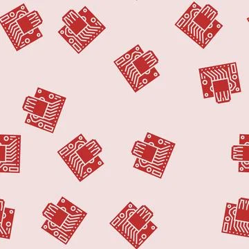 Pcb connected usb port glyph seamless pattern Stock Illustration