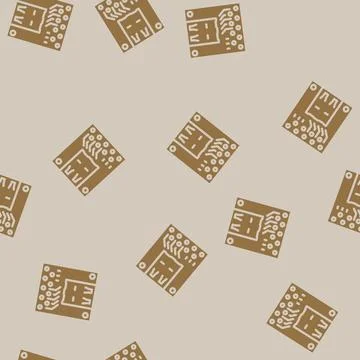 Pcb connected usb port glyph vector seamless pattern Illustrazione stock