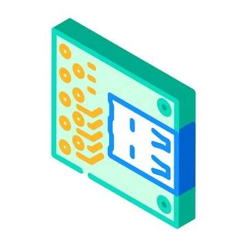 Pcb connected usb port isometric icon vector illustration Stock Illustration