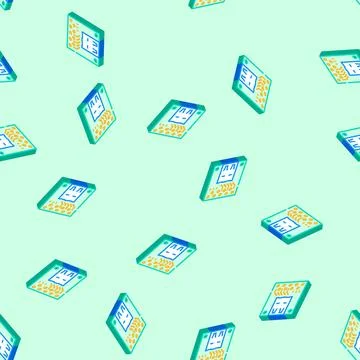Pcb connected usb port isometric icon seamless pattern Illustrazione stock